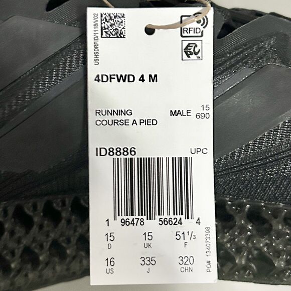 Adidas 4DFWD 4 “Triple Black” Men’s Size 16 Comfort Cushioned Running Sneakers - Picture 9 of 9